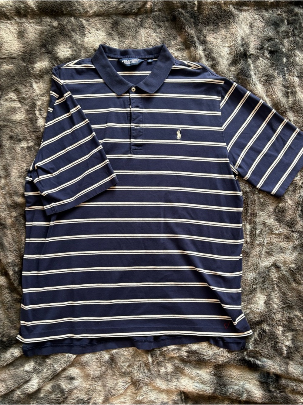 Ralph Lauren Navy & White Striped Golf Polo Shirt